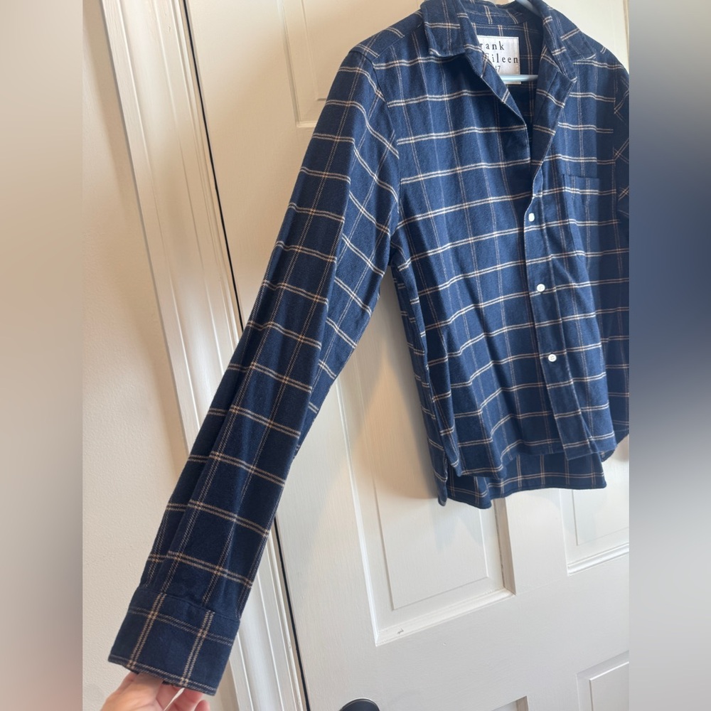 💙 Frank & Eileen “Silvio” Blue Plaid Button-Up Shirt – Size S 💙 - Picture 3 of 5